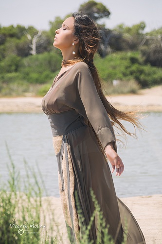 zurh vestido algodon nacar mujer ecologico sostenible falda yute curvy albufera diseño moda woman dress moda fashion qagyuhl