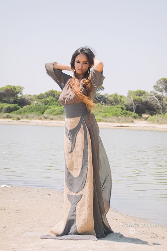 zurh vestido algodon ecologico nacar mujer curvy albufera gasa falda yute diseño moda woman dress moda fashion qagyuhl